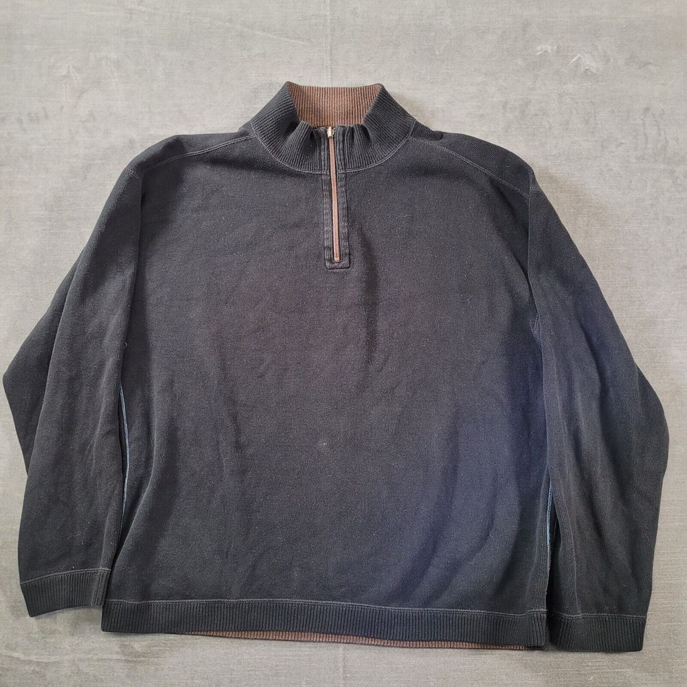 Tommy Bahama Mens Reversible 1/4 Zip Pullover Sweater Size XL Gray Knit‎
